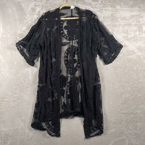 Unbranded Women's Cardigan Lace Open Front Witchy Whimsygoth XXL_XXXL Black